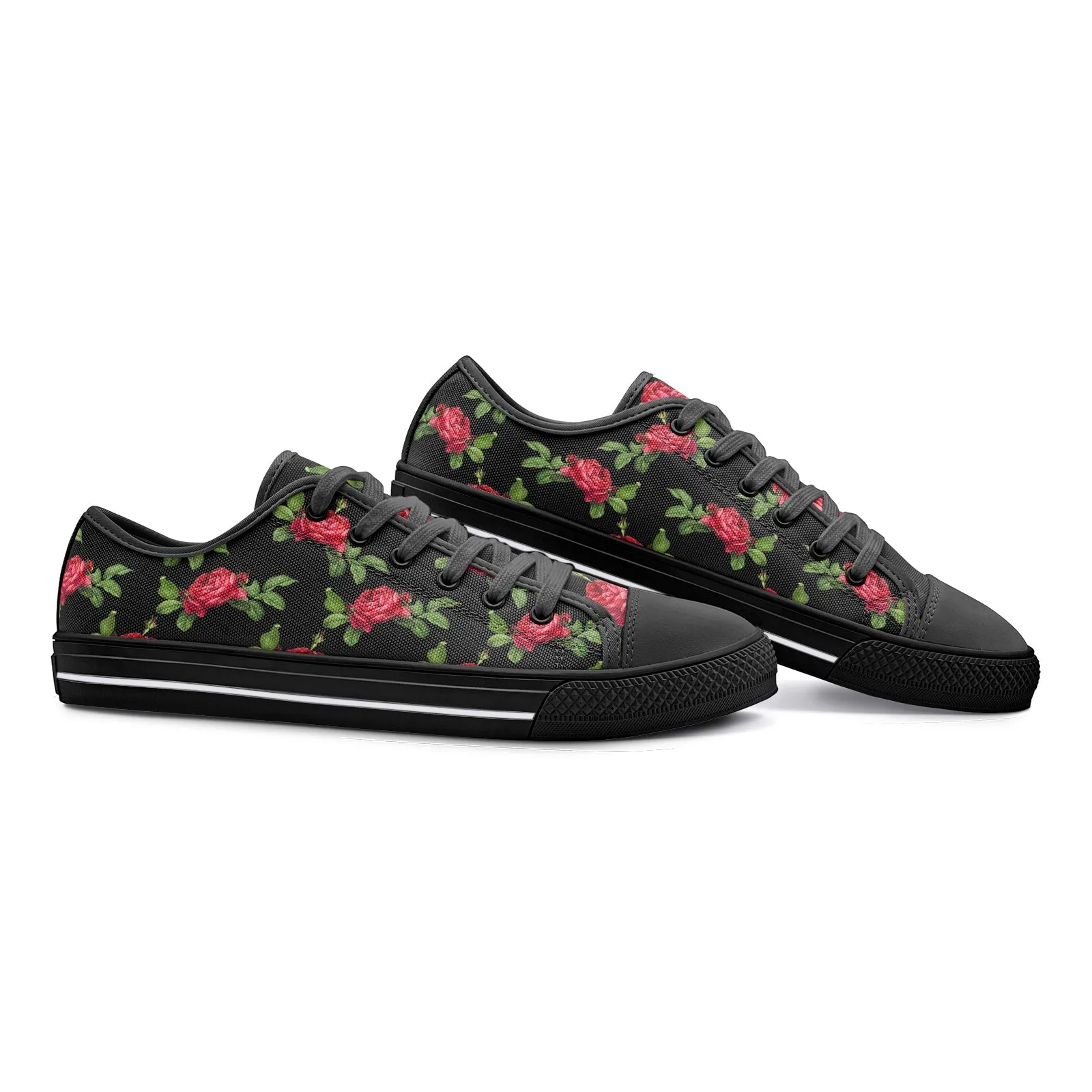 Rose Print Unisex Low Top Canvas Shoes