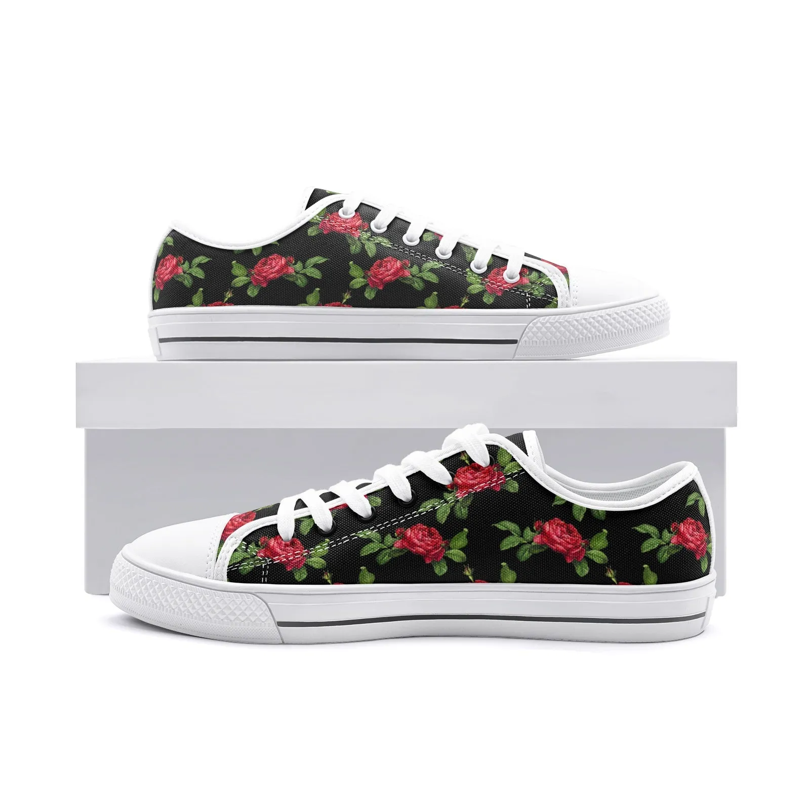 Rose Print Unisex Low Top Canvas Shoes