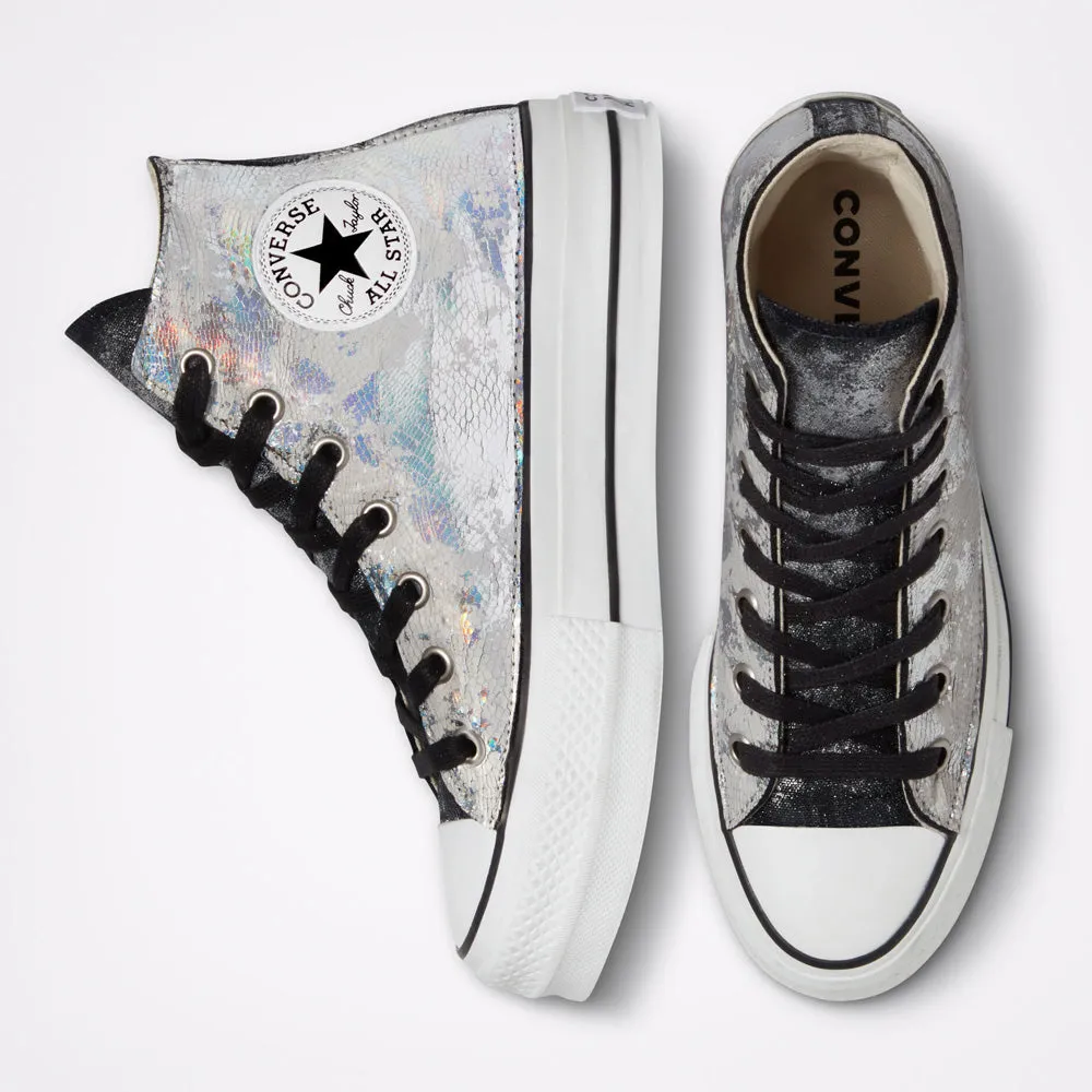 Scarpe Donna CONVERSE Sneakers linea Chuck Taylor All Star Lift LTD in Pelle Metallizzata Argento