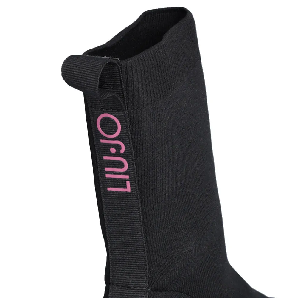 Scarpe Donna LIU JO Amazing 09 Sock Sneakers in Tessuto Stretch Nero con Logo Glitter