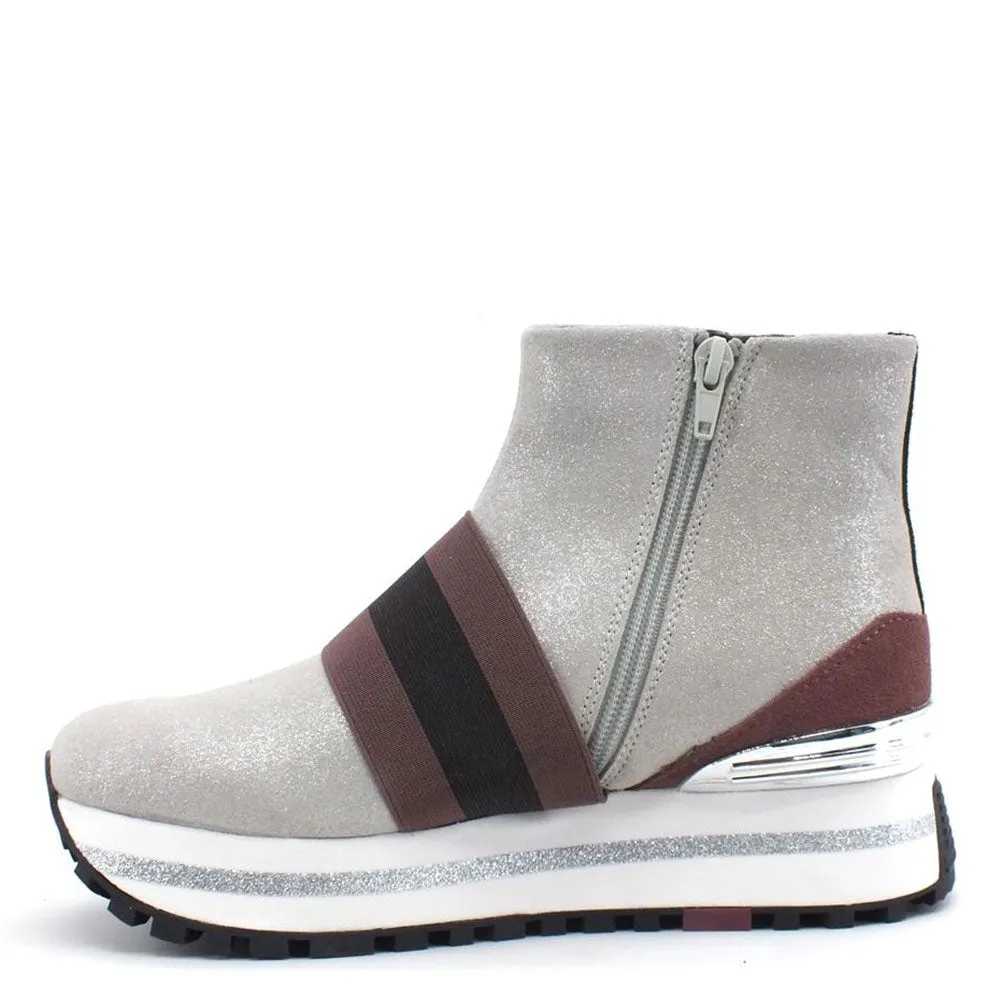 Scarpe Donna LIU JO Sneakers a Stivaletto in Suede Effetto Metalizzato Grigio