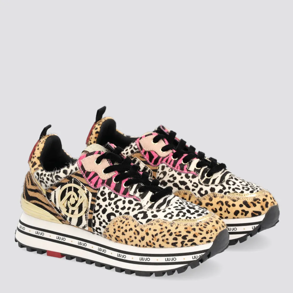 Scarpe Donna LIU JO Sneakers Platform in Cavallino Stampa Animalier Multicolor