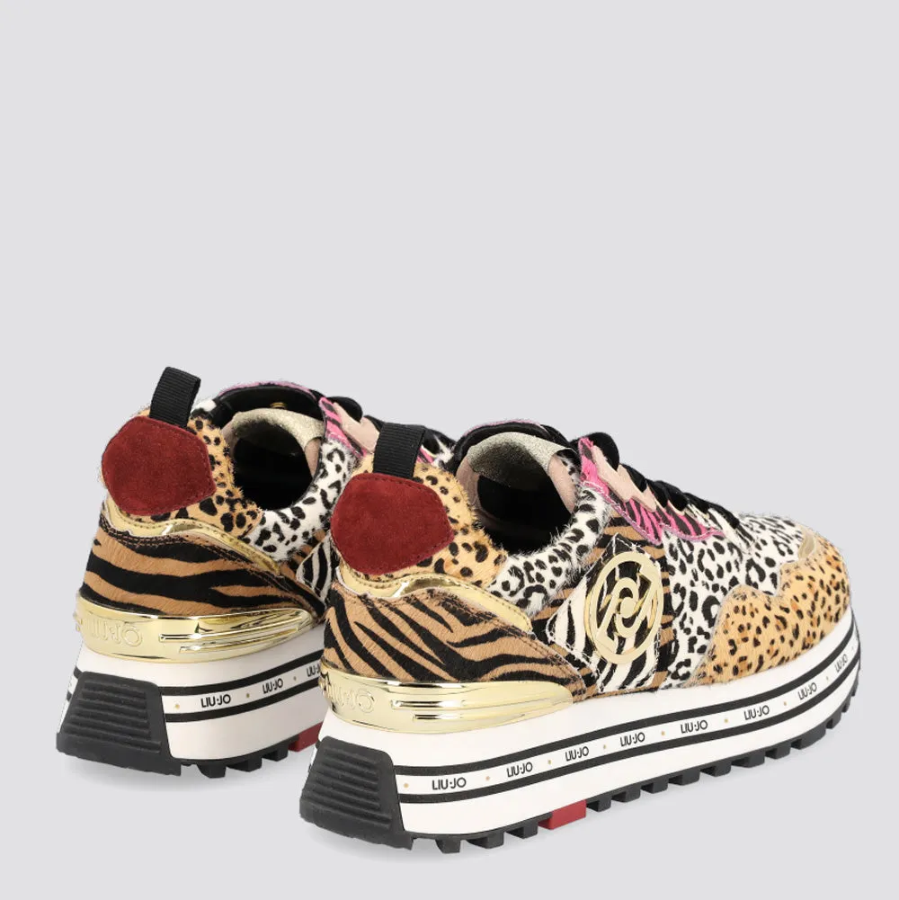 Scarpe Donna LIU JO Sneakers Platform in Cavallino Stampa Animalier Multicolor