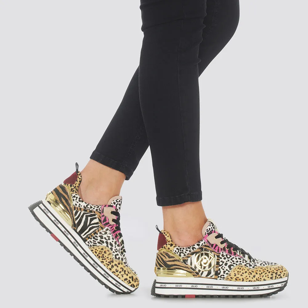 Scarpe Donna LIU JO Sneakers Platform in Cavallino Stampa Animalier Multicolor