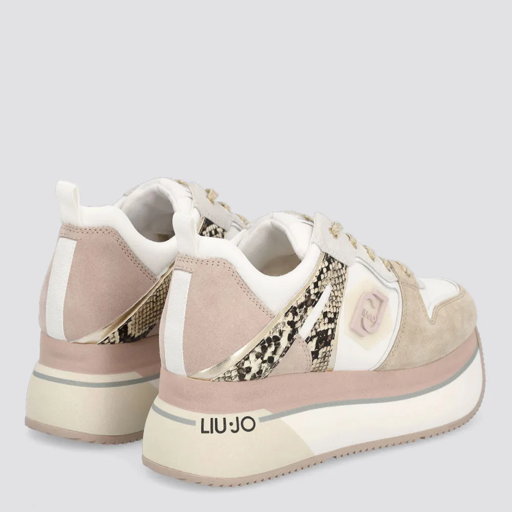 Scarpe Donna LIU JO Sneakers Super Platform in Nylon e Suede stampa Pitone colore Phard e Papyrus