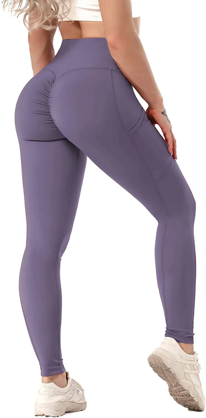 SEASUM Women Scrunch Butt Leggings High Waisted Ruched Yoga Pants Workout Butt Lifting