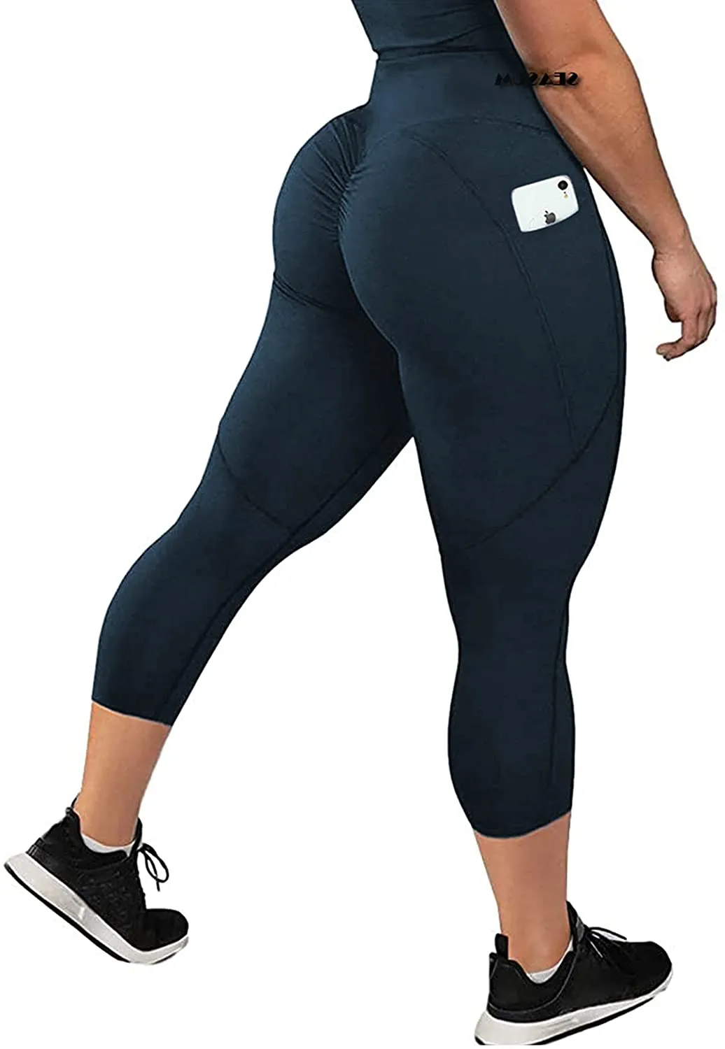 SEASUM Women Scrunch Butt Leggings High Waisted Ruched Yoga Pants Workout Butt Lifting