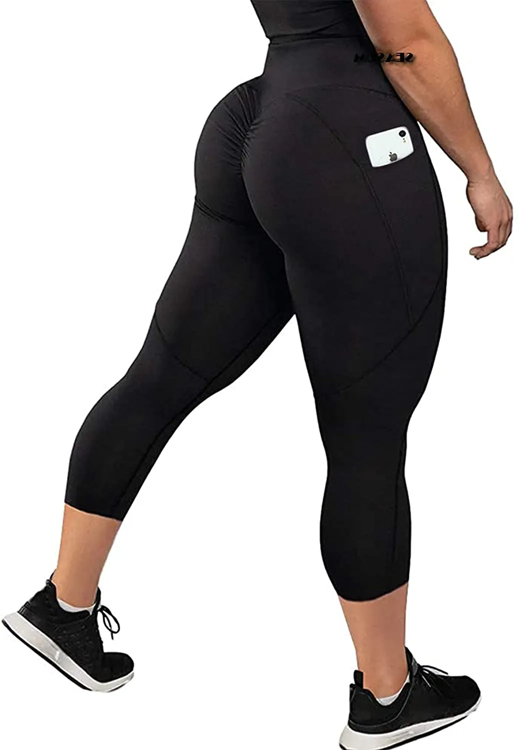 SEASUM Women Scrunch Butt Leggings High Waisted Ruched Yoga Pants Workout Butt Lifting