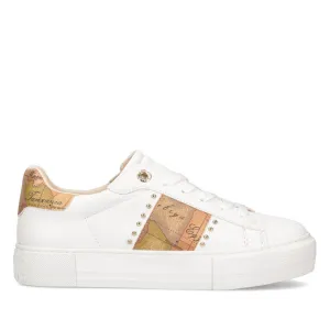 Sneakers Donna 1A Classe Alviero Martini colore Bianco con Fascia Geo Classic e Borchie 10880