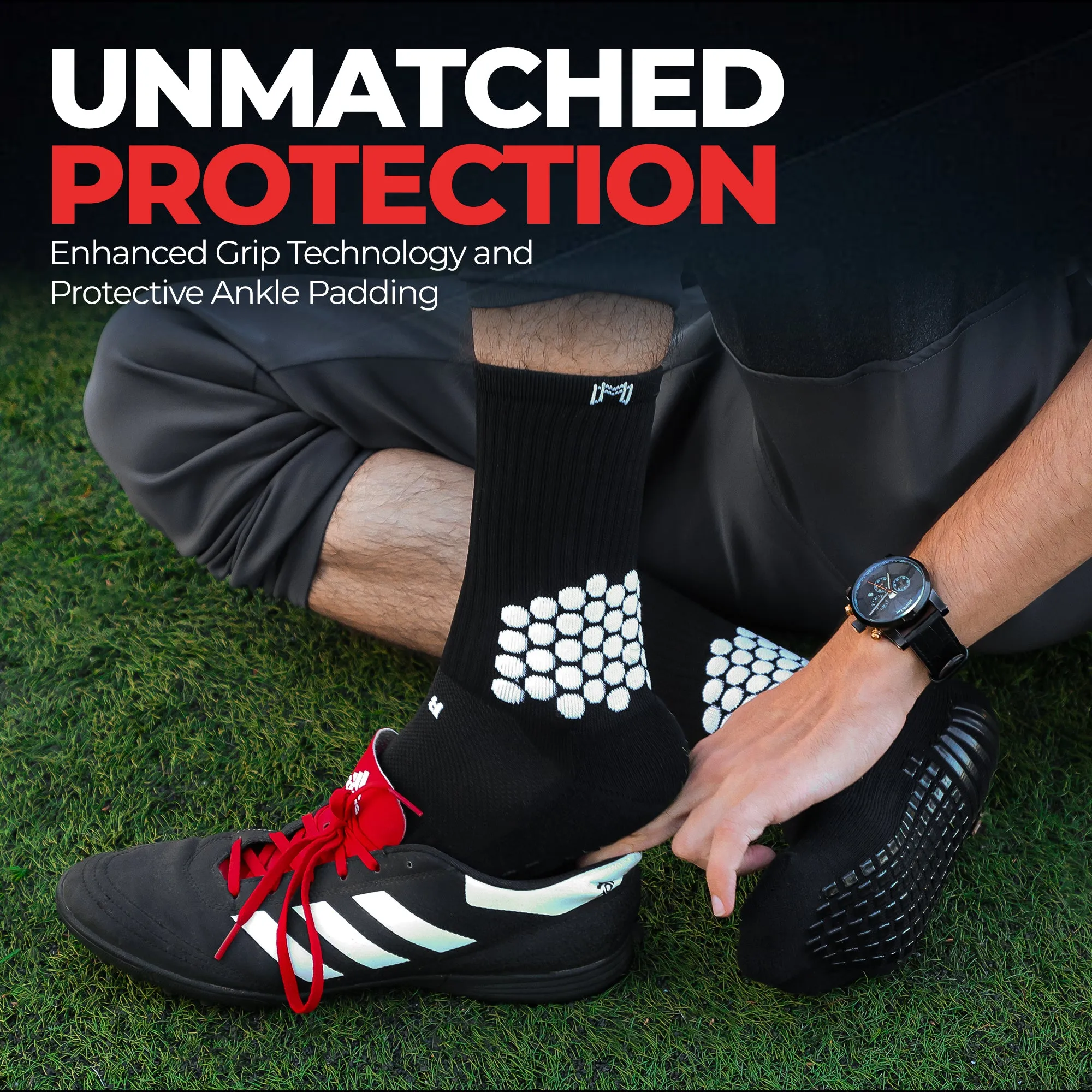 Soccer Grip Socks with Cushioned Ankle Protection