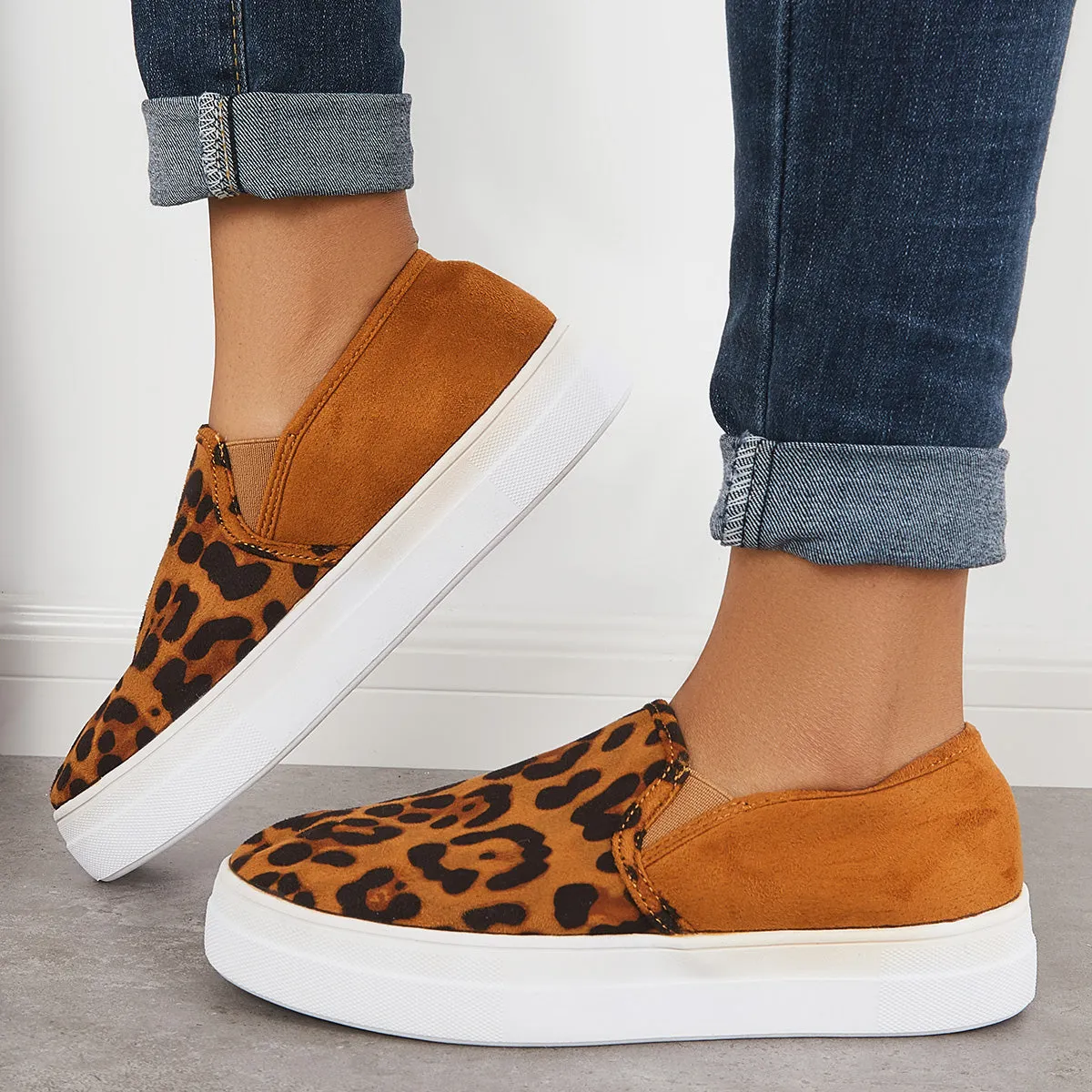 Sohiwoo  sneaker Leopard Slip on Flat Loafers