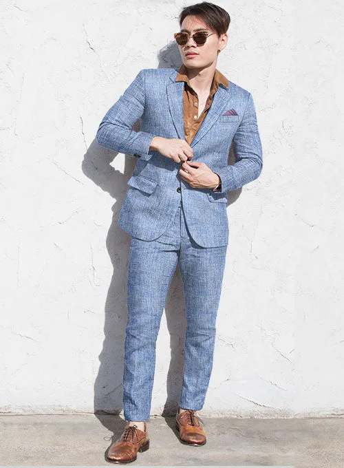 Solbiati Artic Blue Linen Suit