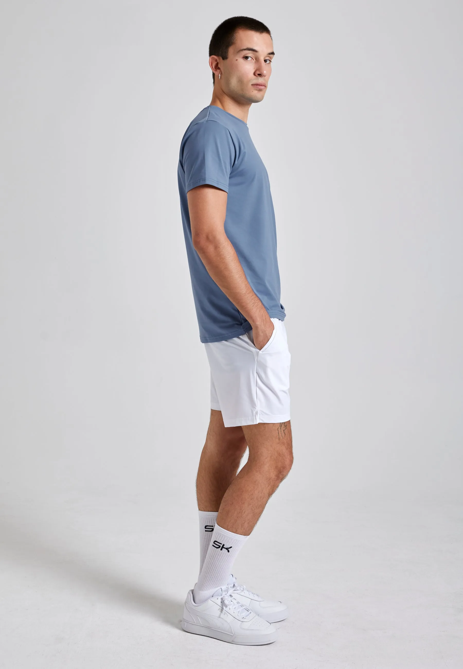 Tennis T-shirt round neck, gray blue