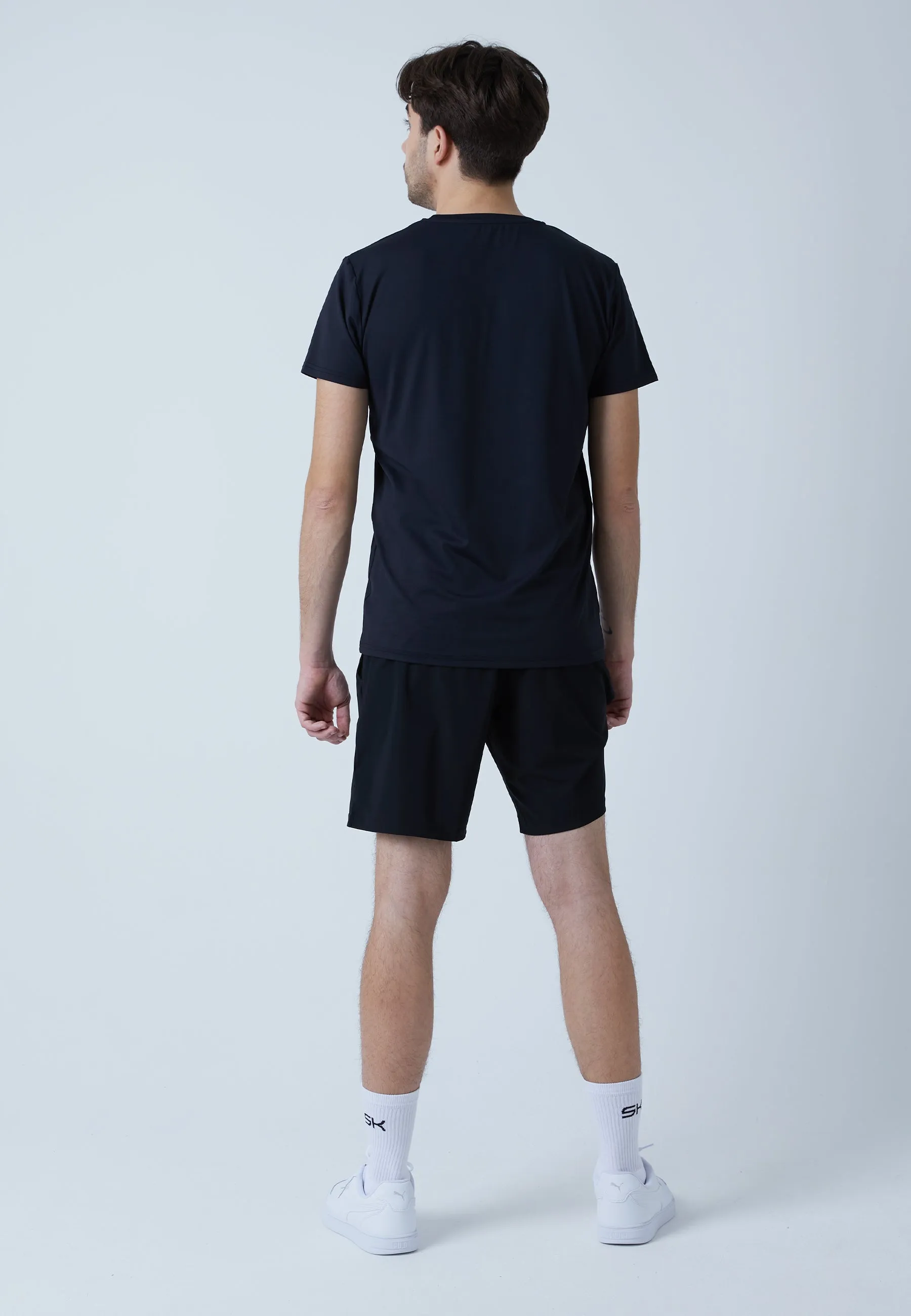 Tennis T-Shirt with crew neck, black