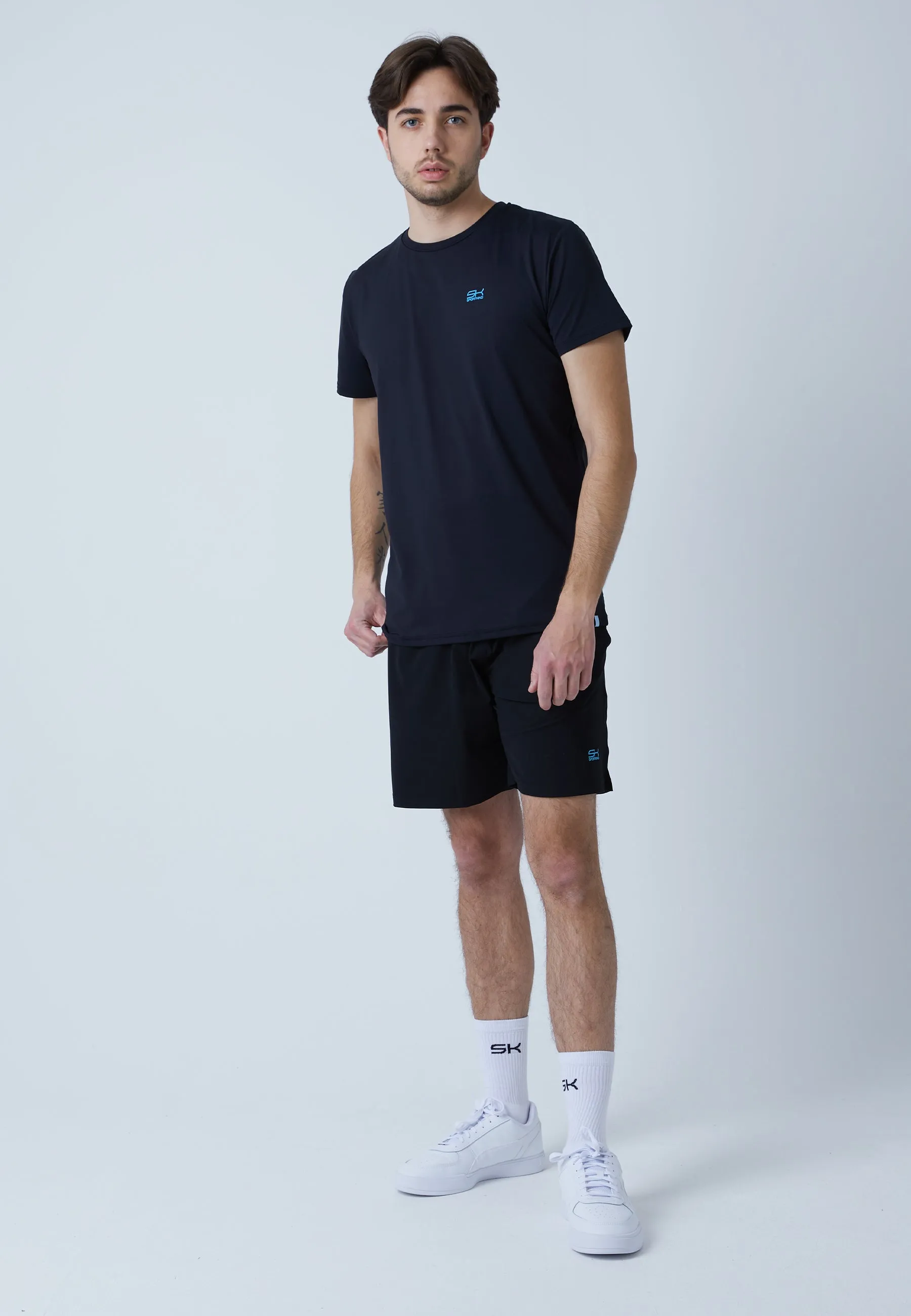 Tennis T-Shirt with crew neck, black