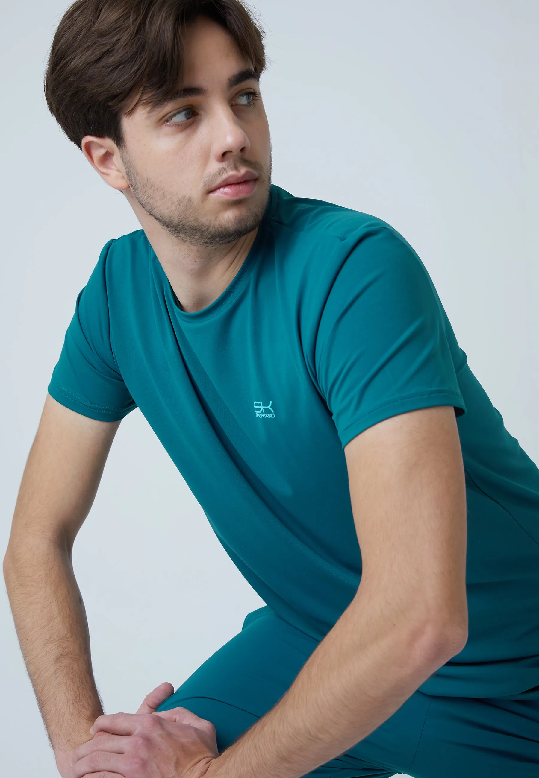 Tennis T-Shirt with crew neck, dark teal