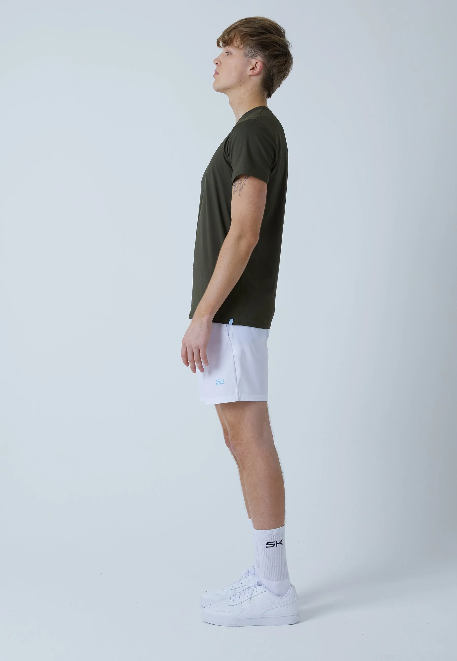 Tennis T-Shirt with crew neck, khaki