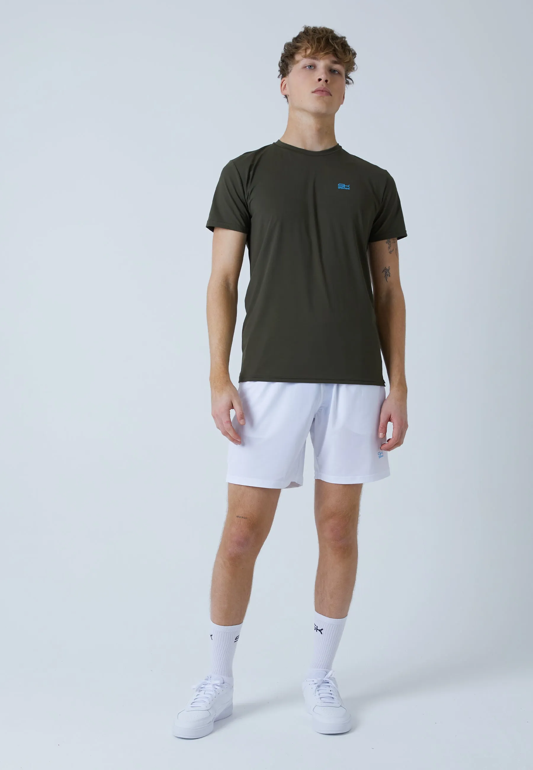 Tennis T-Shirt with crew neck, khaki