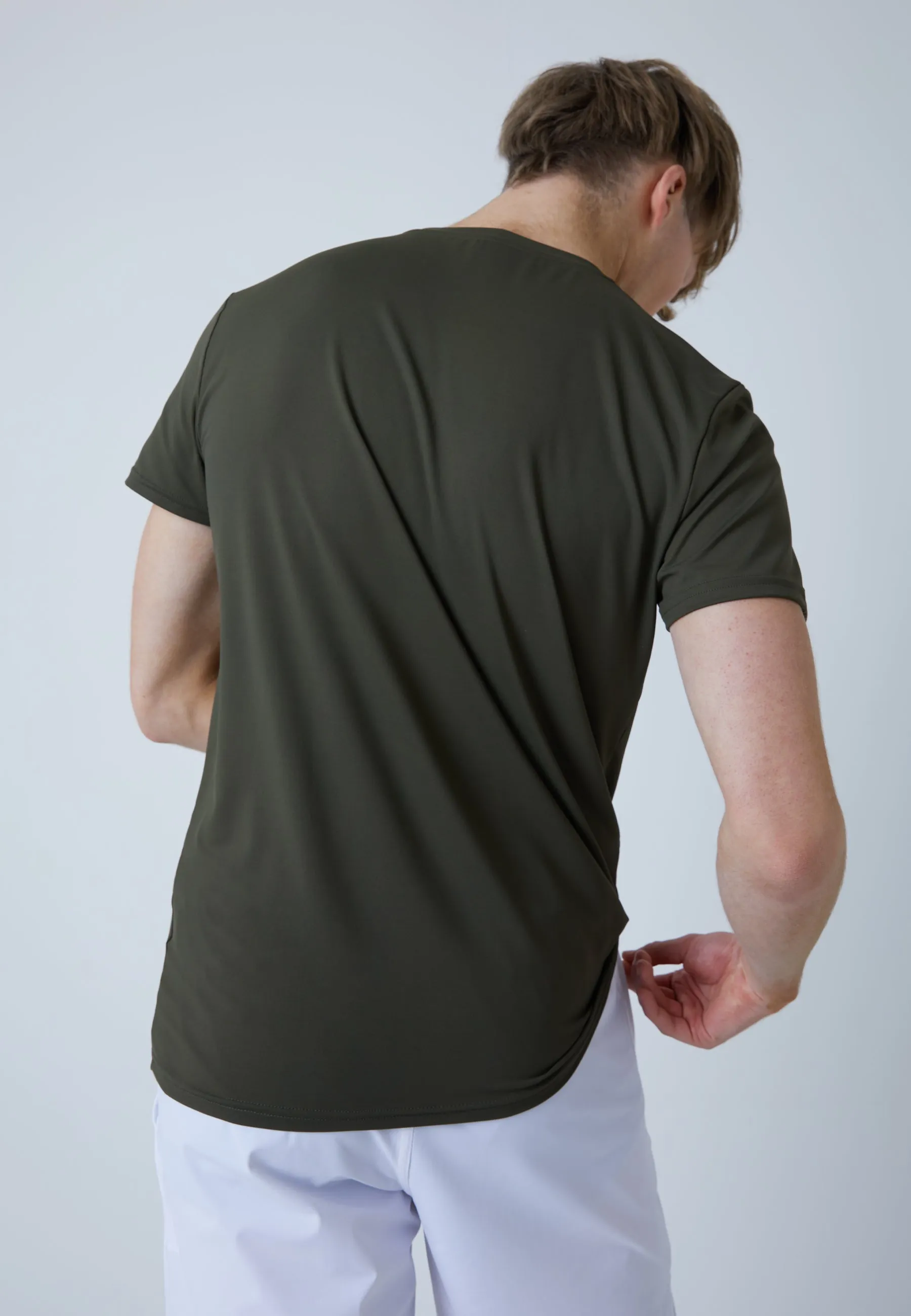 Tennis T-Shirt with crew neck, khaki