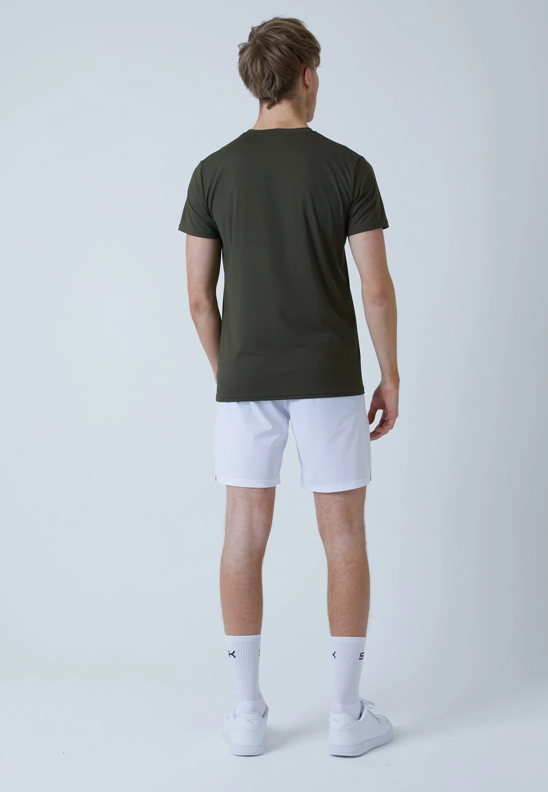 Tennis T-Shirt with crew neck, khaki