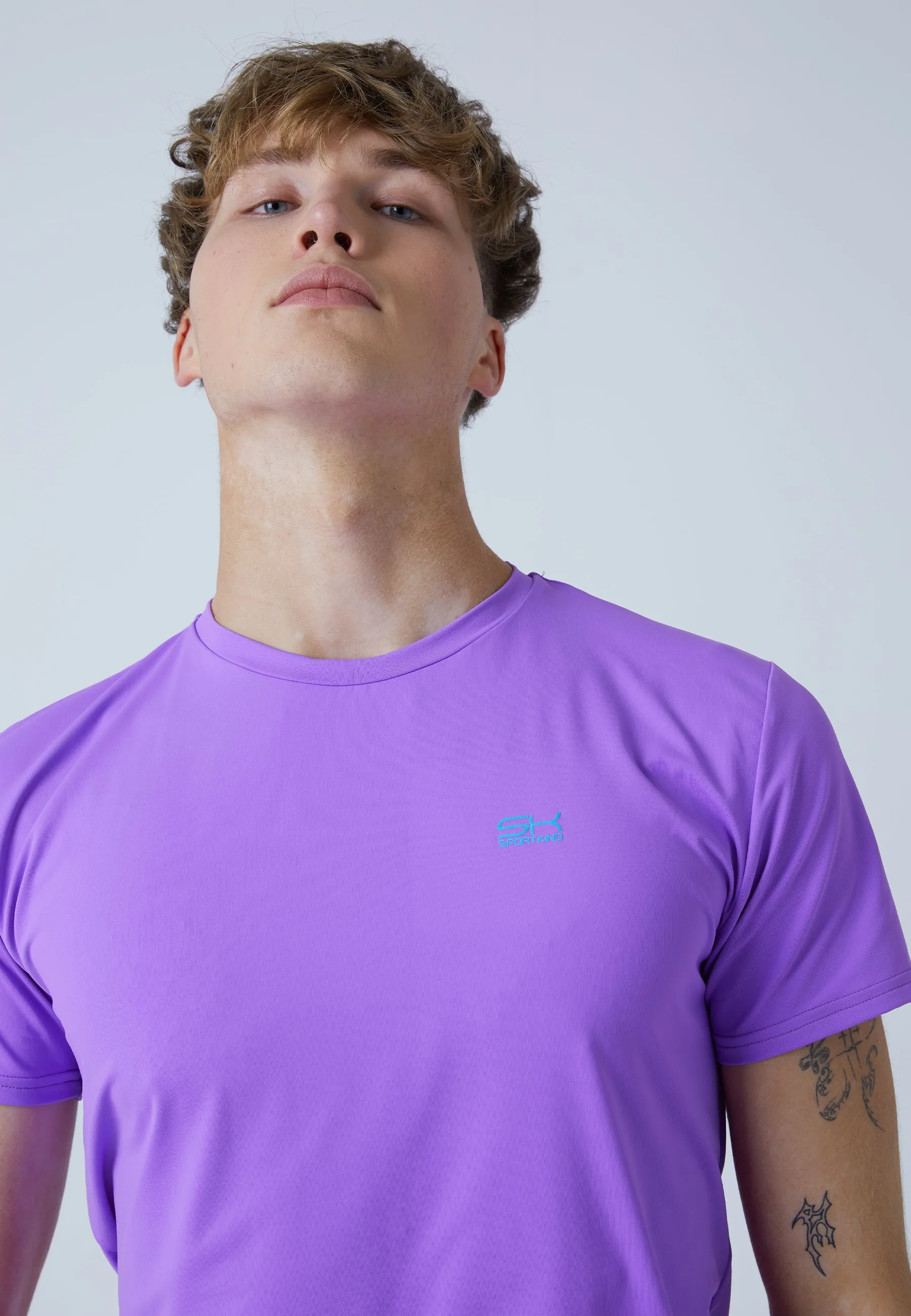 Tennis T-Shirt with crew neck, purple