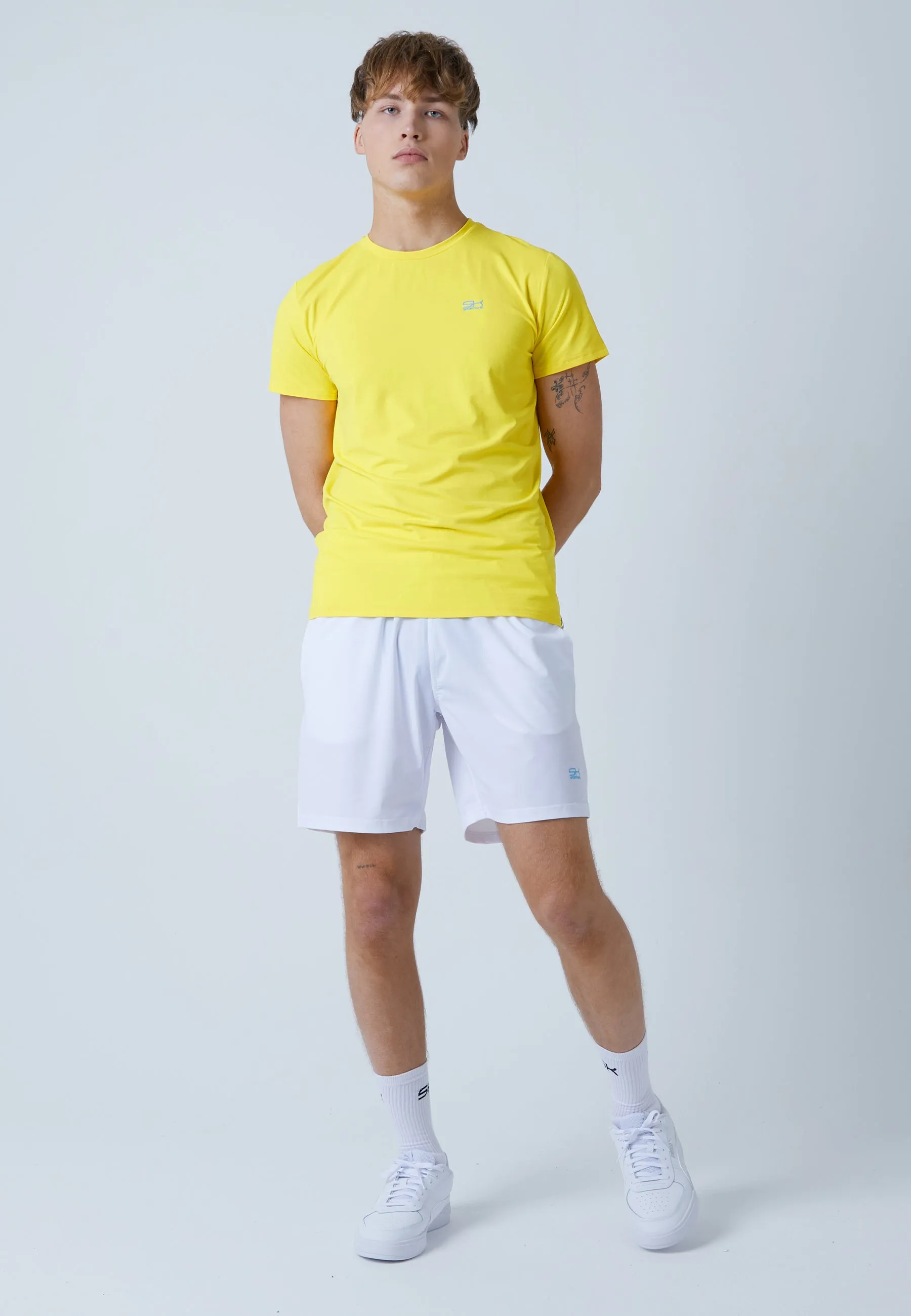 Tennis T-Shirt with crew neck, yellow