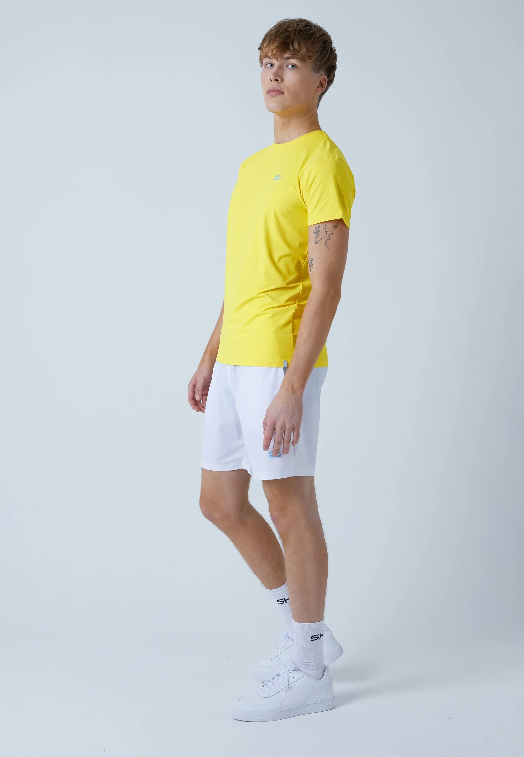 Tennis T-Shirt with crew neck, yellow