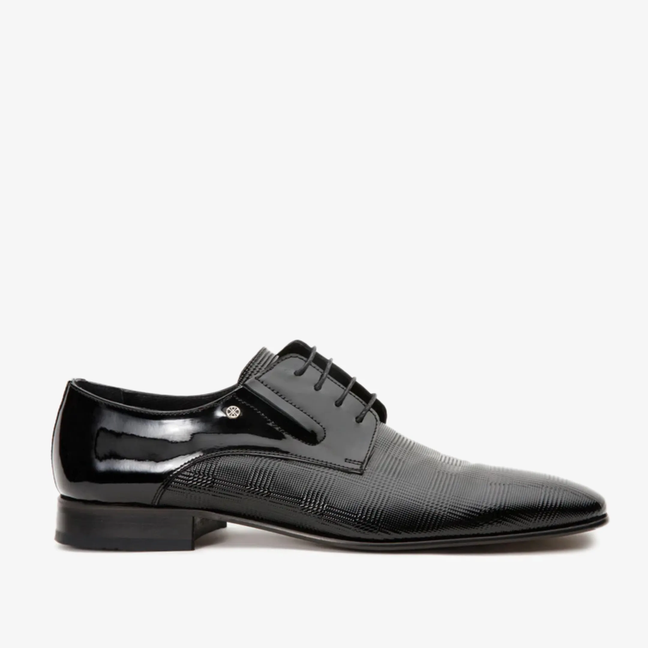 The San Severo Black Patent Leather Derby Men Shoe