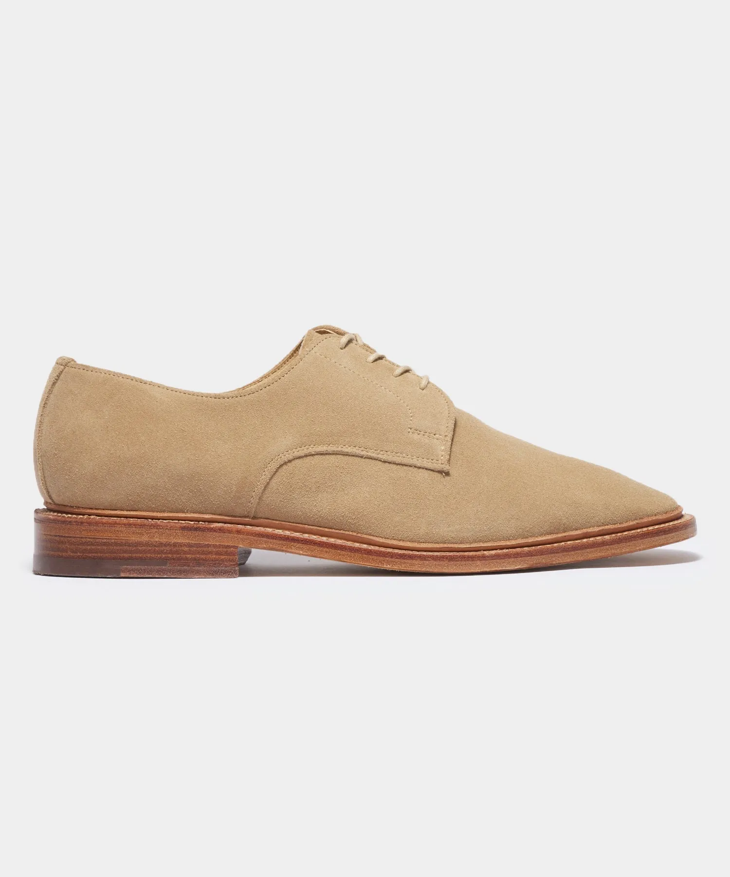 Todd Snyder x Sanders Archie Unconstructed Lace-up Derby in Milkshake Suede