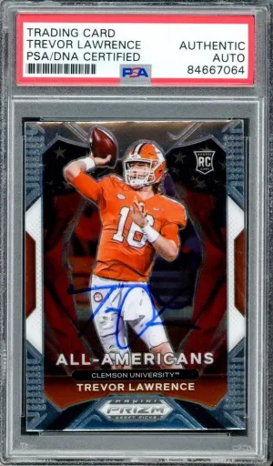 Trevor Lawrence Autographed 2021 Panini Prizm Draft Rookie Card #181 Clemson Tigers PSA/DNA #84667064