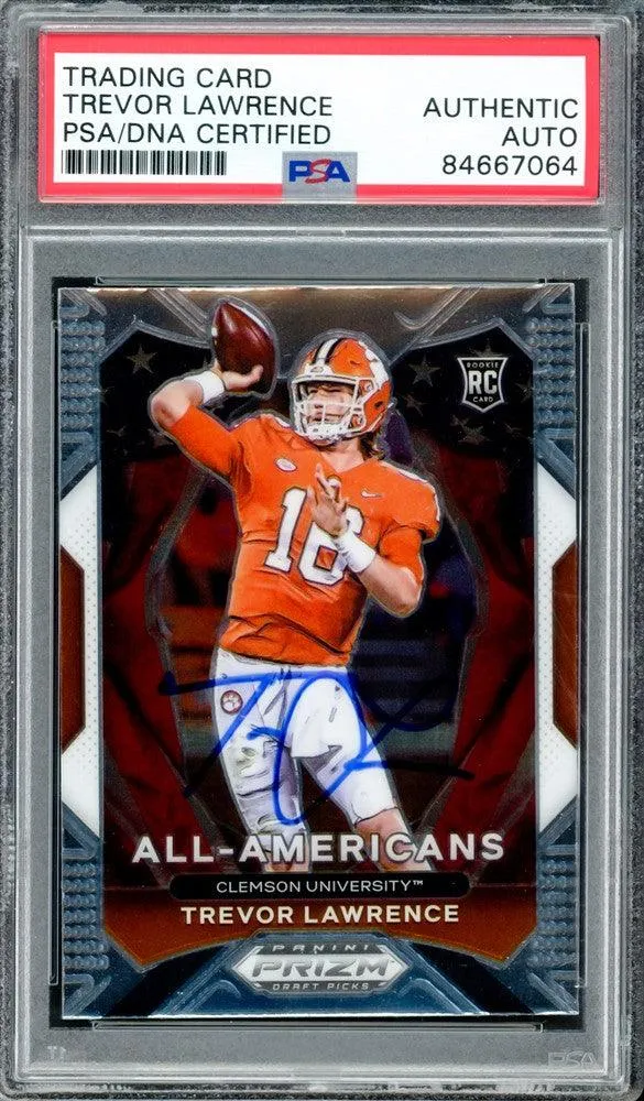 Trevor Lawrence Autographed 2021 Panini Prizm Draft Rookie Card #181 Clemson Tigers PSA/DNA #84667064