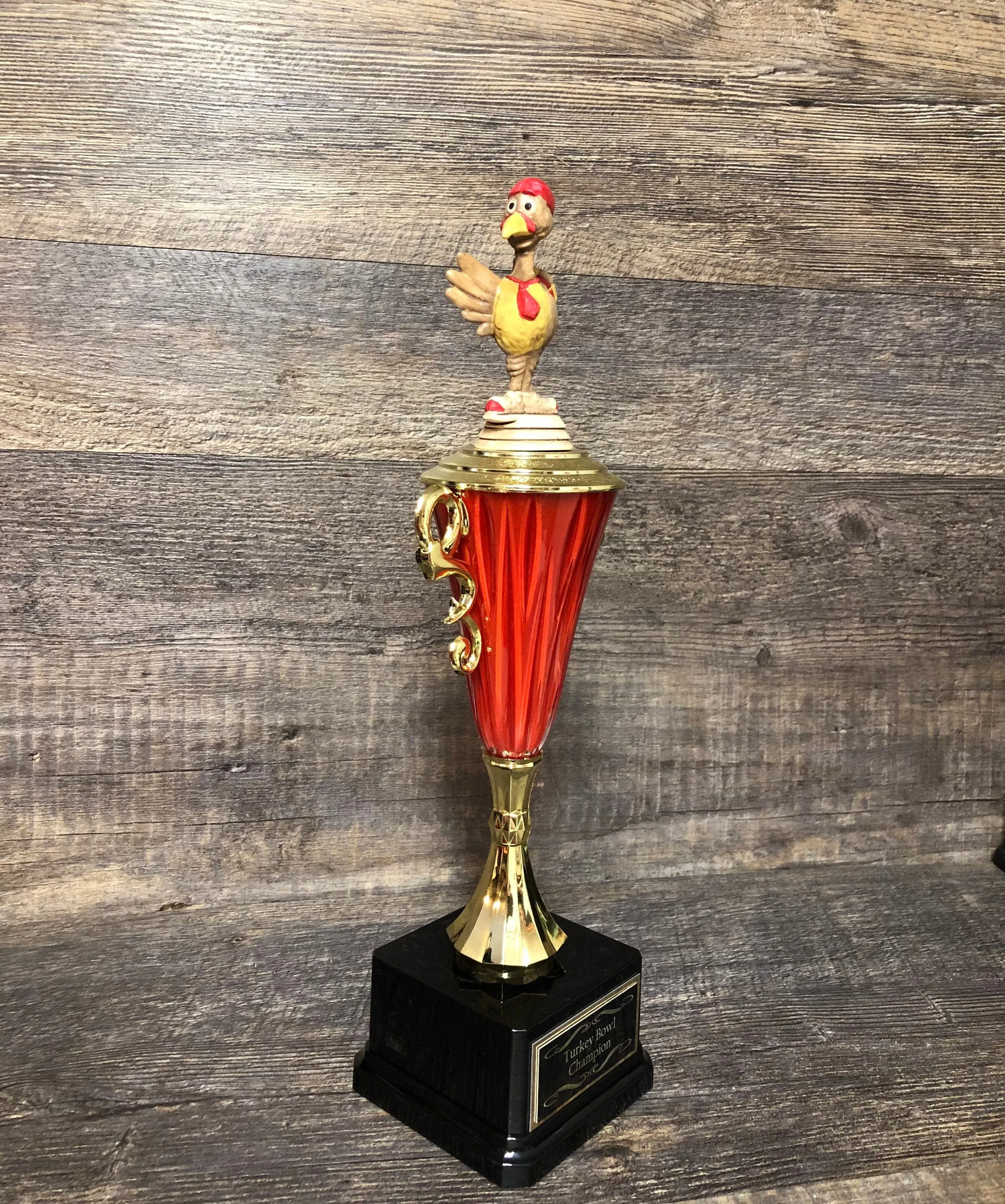 Turkey Bowl Trophy Fantasy Football League Trophy Champion Loser Trophy Award Crystal Cup Hand Painted Turkey Turkey Trot Trophy BBQ Trophy