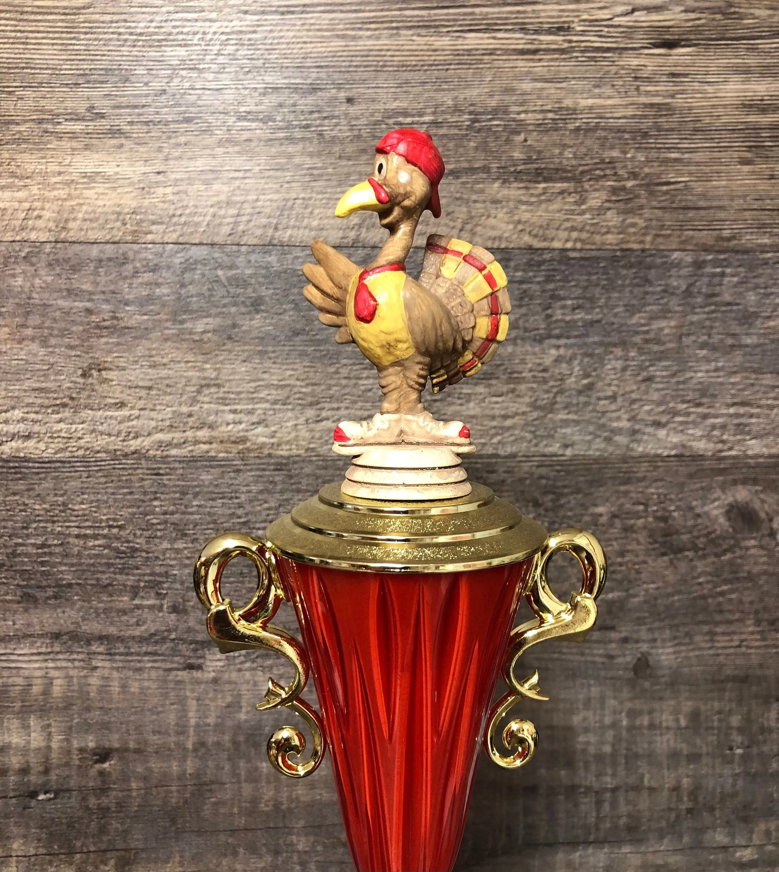 Turkey Bowl Trophy Fantasy Football League Trophy Champion Loser Trophy Award Crystal Cup Hand Painted Turkey Turkey Trot Trophy BBQ Trophy