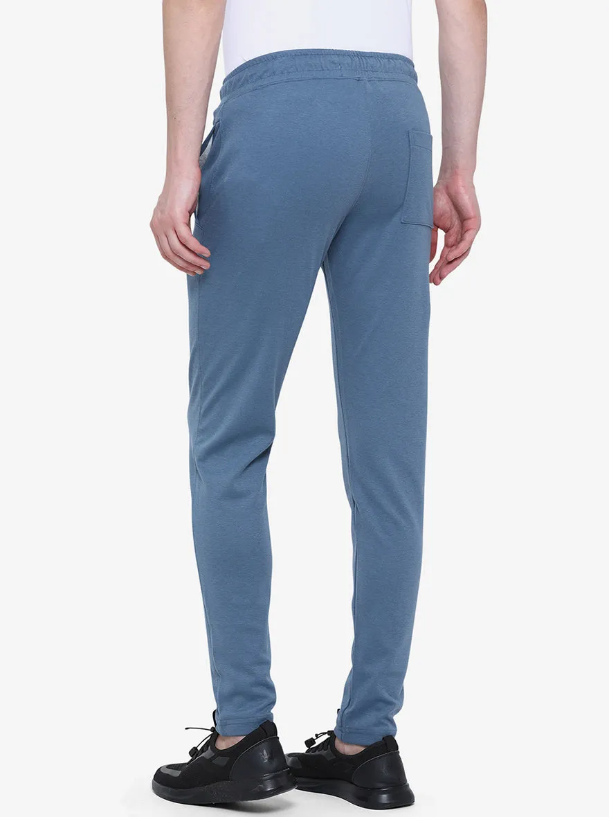 Turquoise Blue Solid Slim Fit Track Pant | JadeBlue