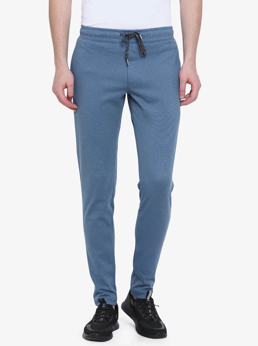 Turquoise Blue Solid Slim Fit Track Pant | JadeBlue