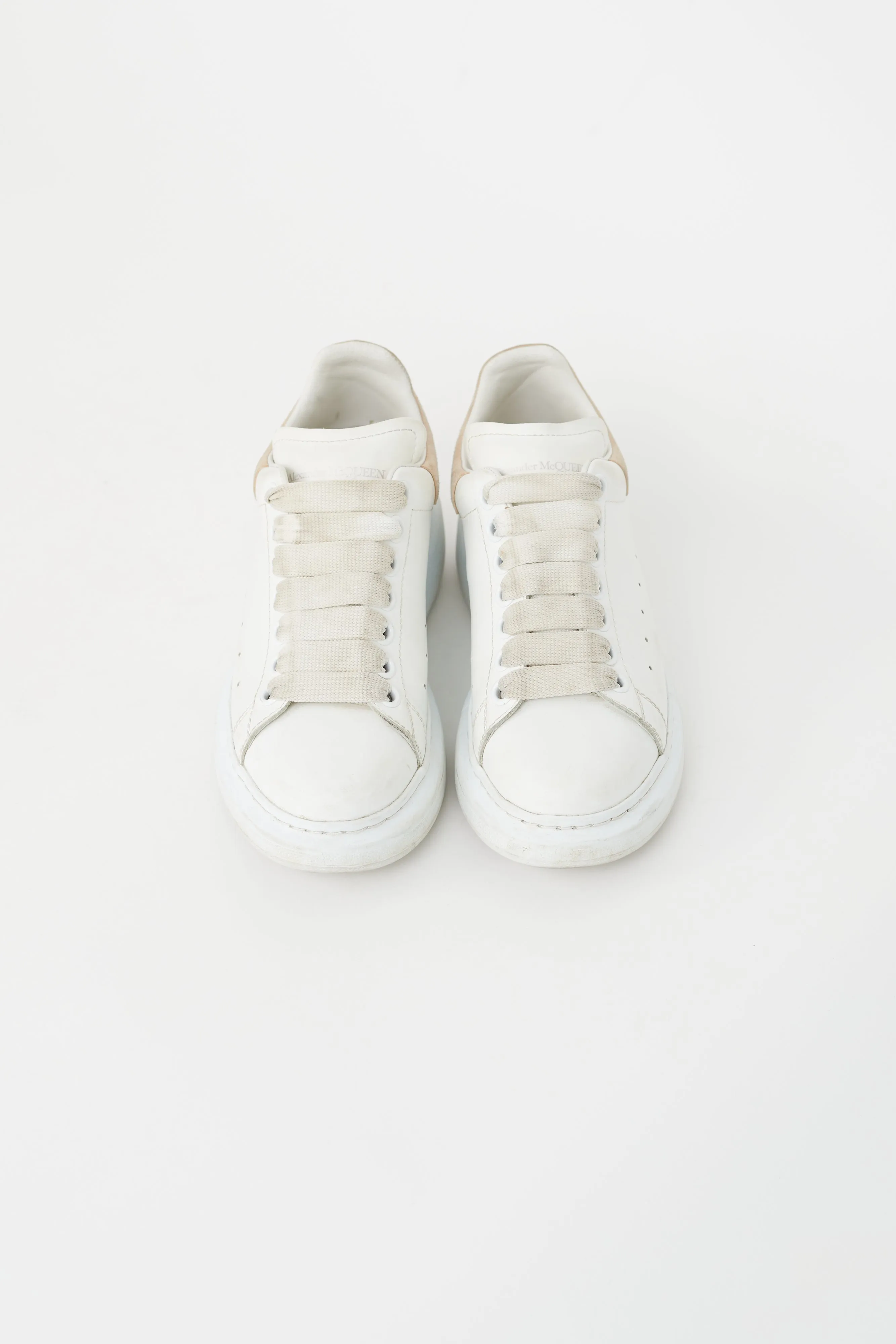 White & Beige Leather Oversized Sneaker