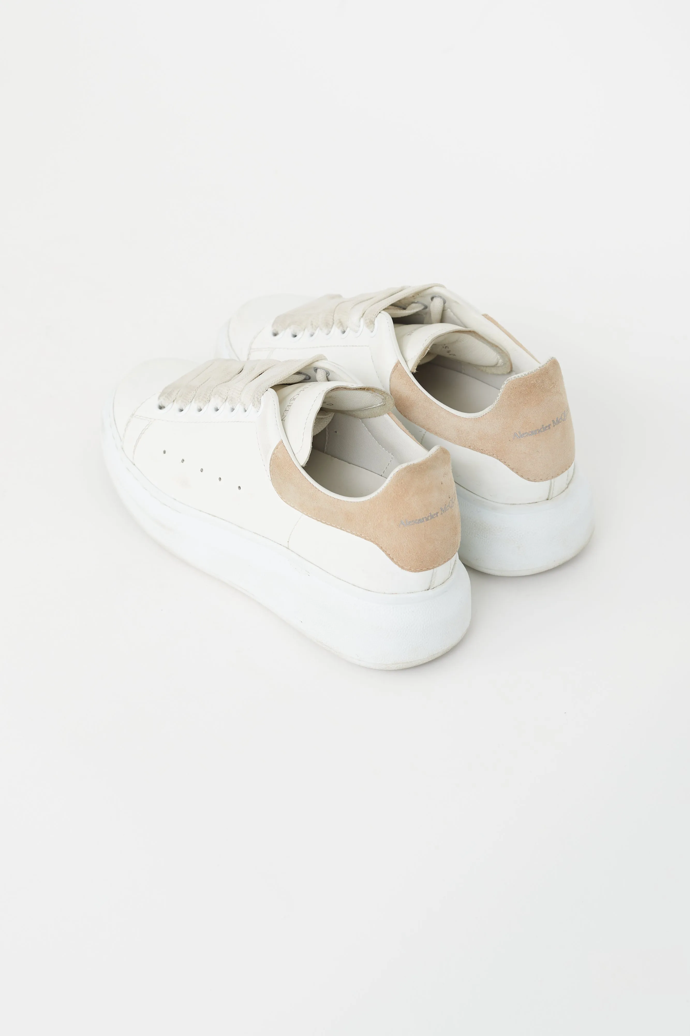 White & Beige Leather Oversized Sneaker