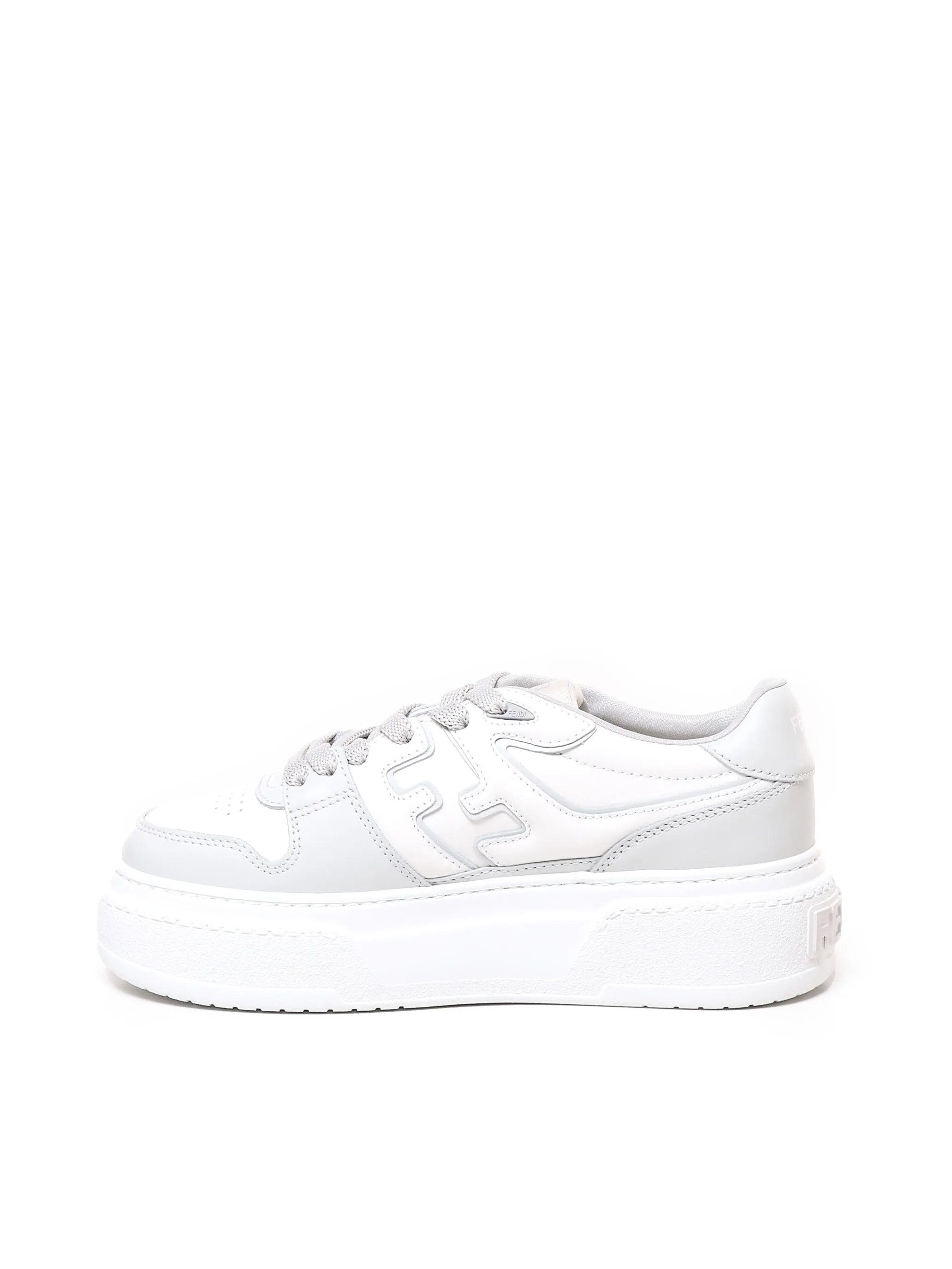 White Lace-Up Sneakers with Platform