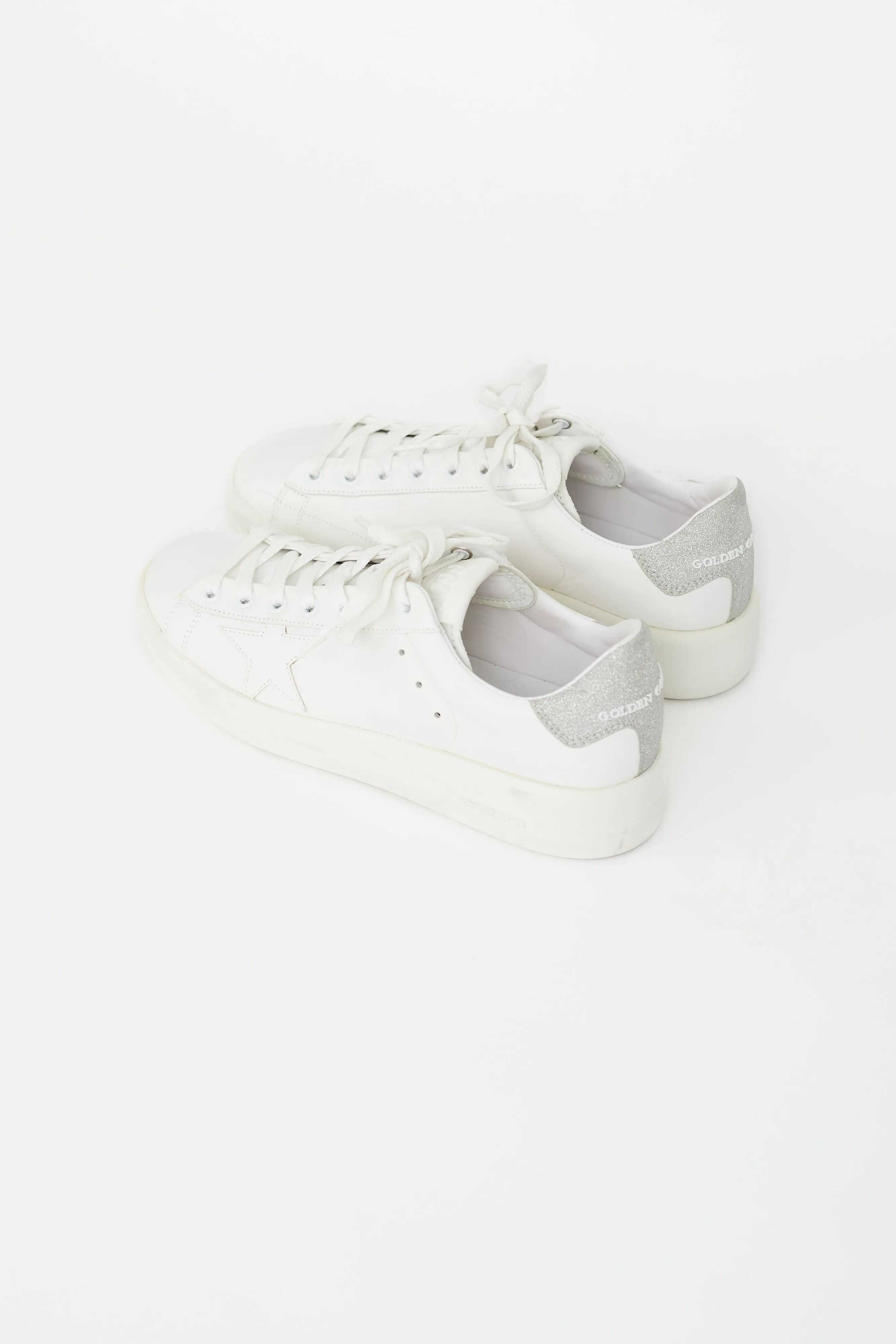 White Leather & Silver Glitter Pure Star Sneaker