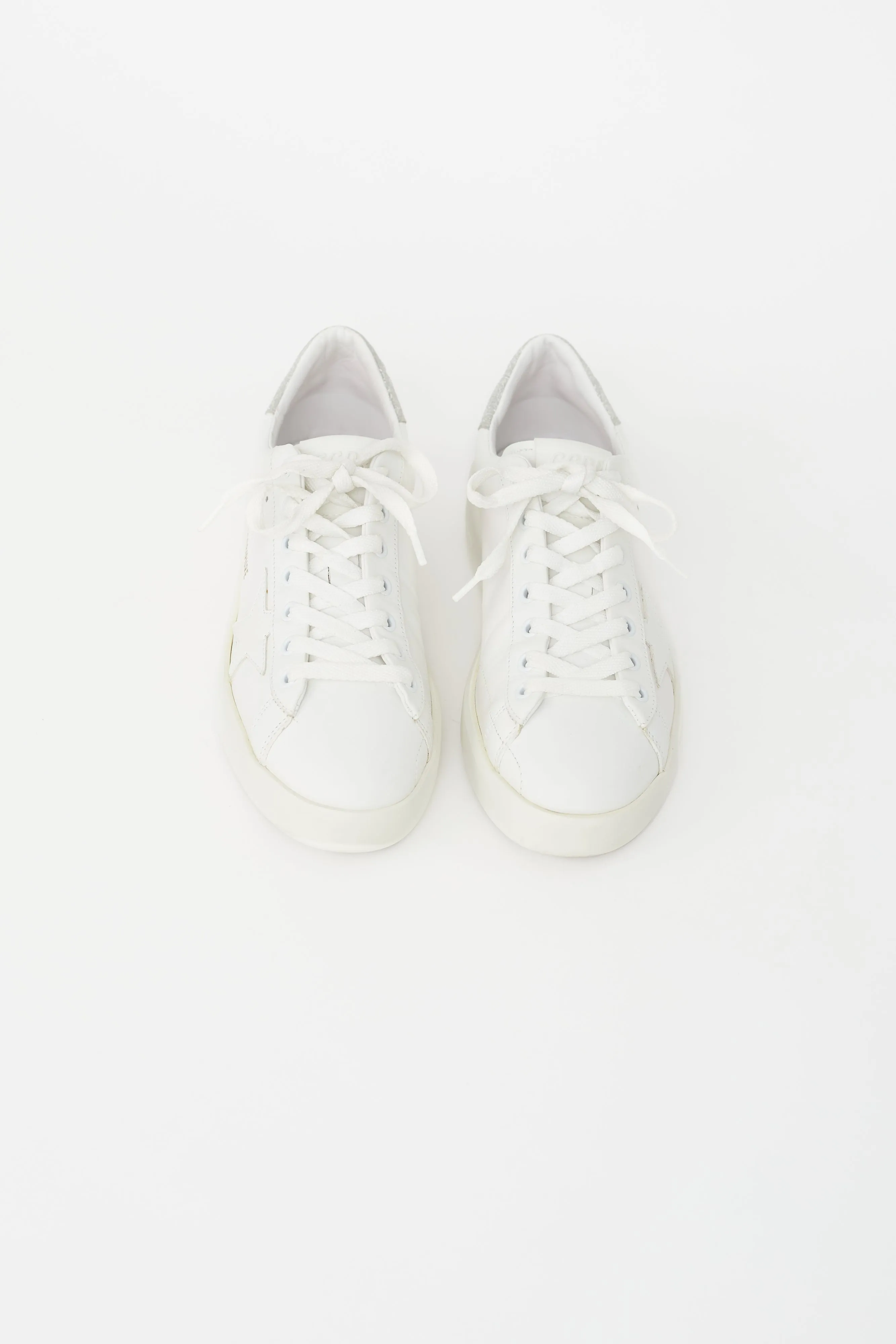 White Leather & Silver Glitter Pure Star Sneaker