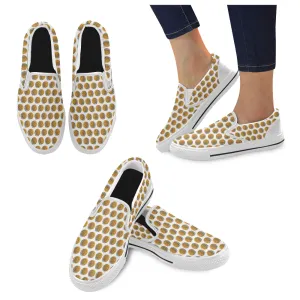 Women's Sunflower Polka Print Canvas Slip-on Shoes