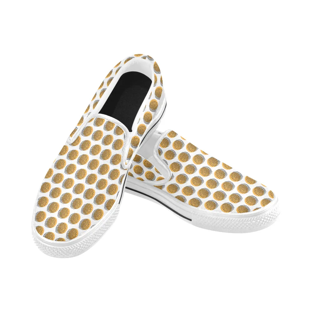 Women's Sunflower Polka Print Canvas Slip-on Shoes