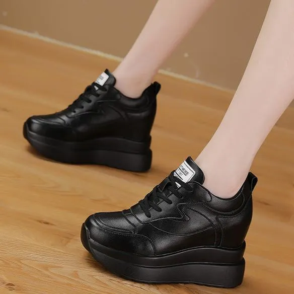 Womens Wedge Platform Sneakers High Hidden Heel Sneakers