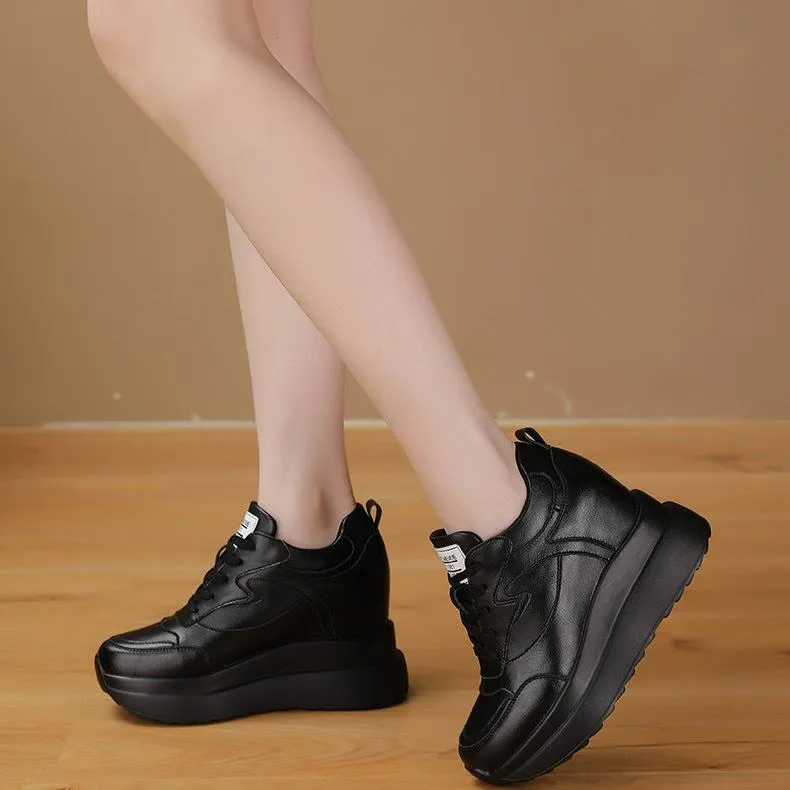 Womens Wedge Platform Sneakers High Hidden Heel Sneakers