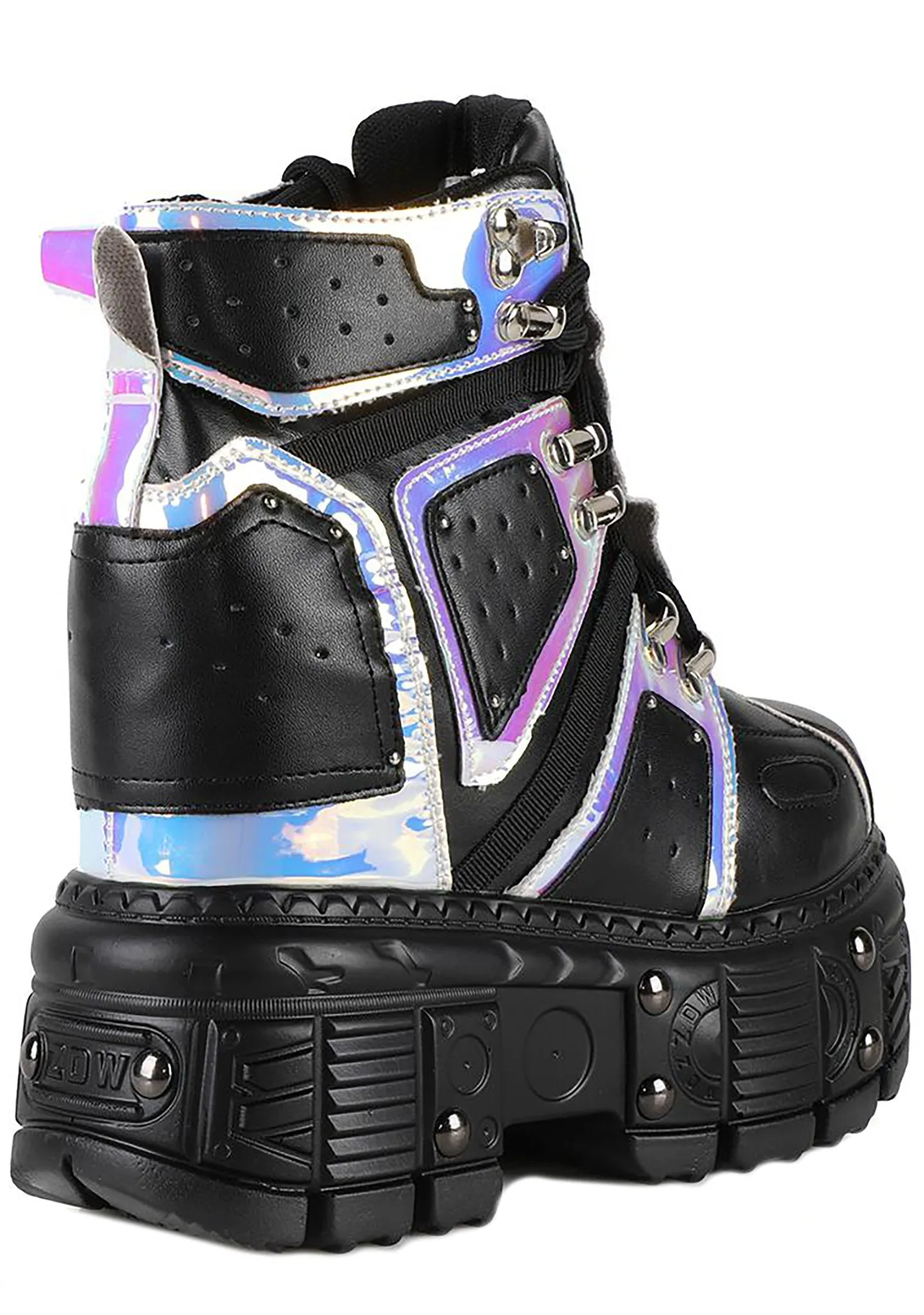 X LASR Exclusive Mangosteen 05 Cyber Space Hologram Black Platform Sneakers