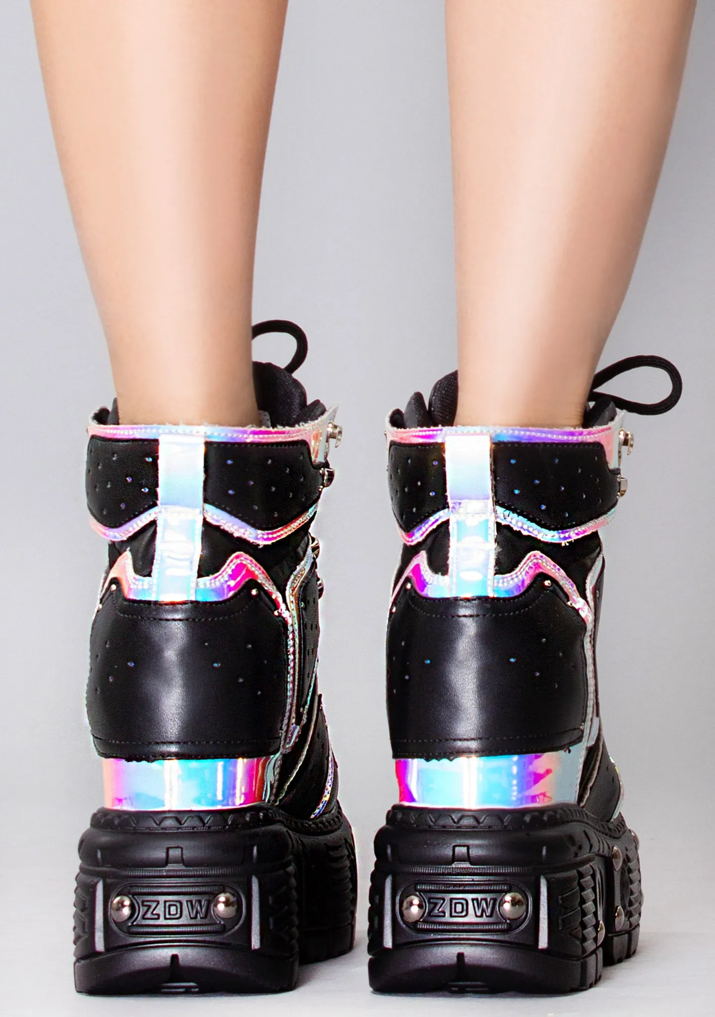 X LASR Exclusive Mangosteen 05 Cyber Space Hologram Black Platform Sneakers