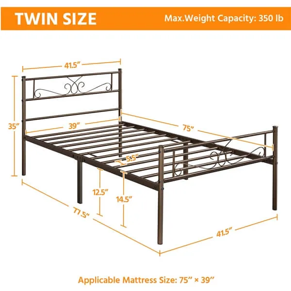 Yaheetech Twin Bed Frames Metal Platform Bed